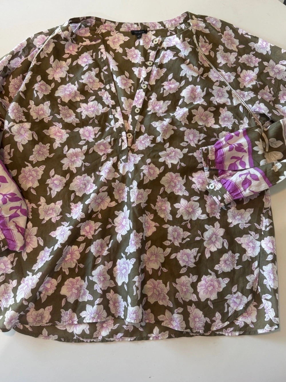 Talbots Floral Blouse in Brown & Pink
